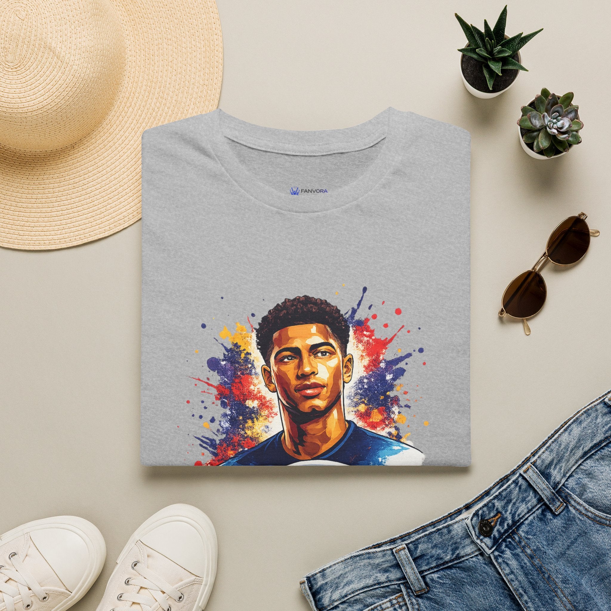 Portrait T-Shirt — Color Splash Football Player Graphic ("England legend")