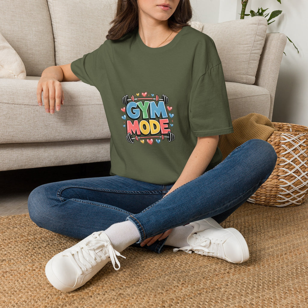 Gym Mode T-Shirt — Cute Barbell Fitness Tee for Gym Lovers