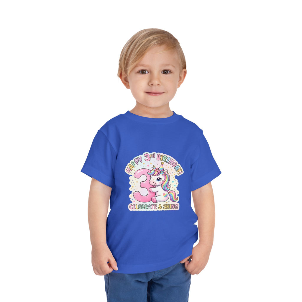Toddler Unicorn 3rd Birthday Tee — "Happy 3rd Birthday!" Celebrate & Sparkle
