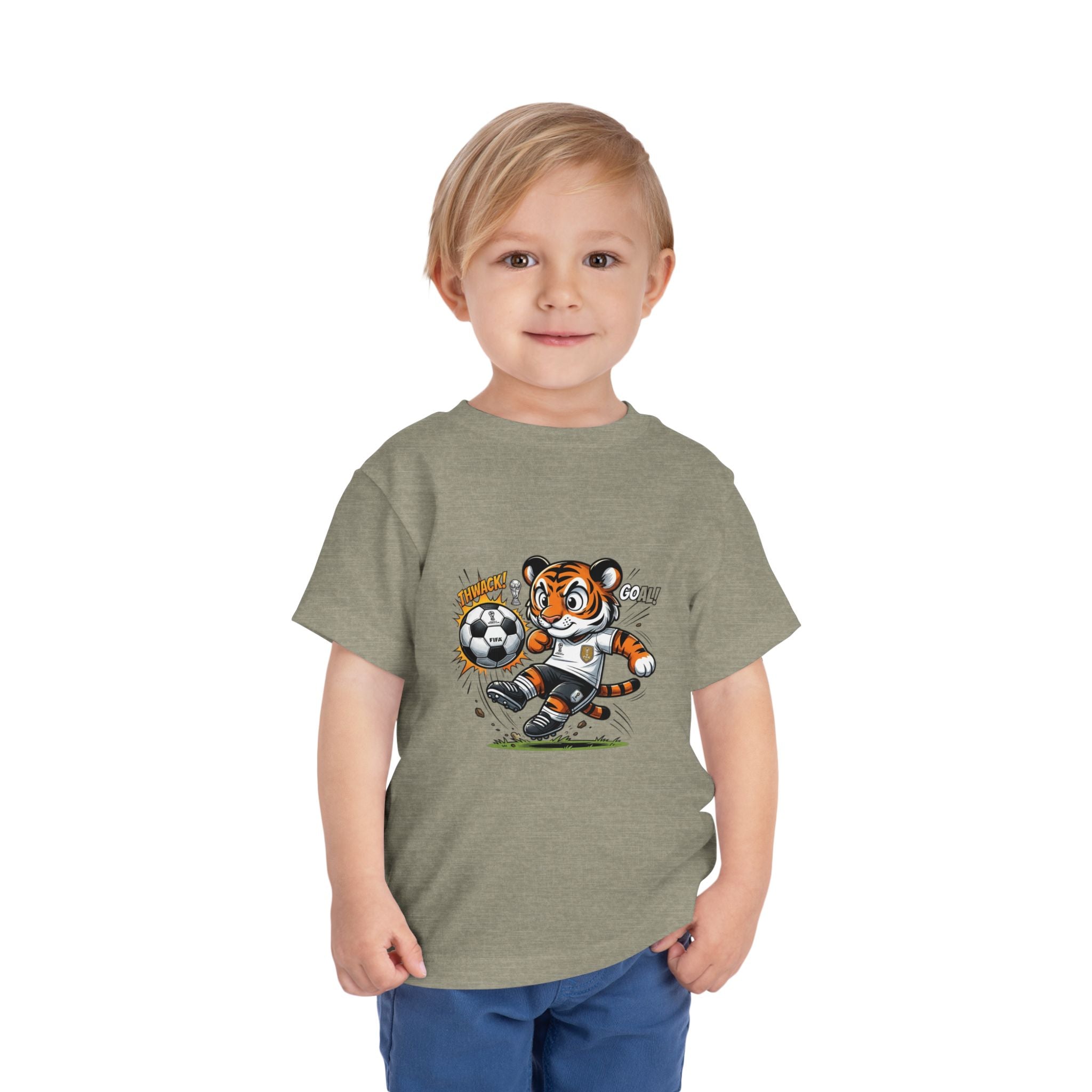 Toddler Soccer Tiger Tee — Cute Kicking Tiger Football Shirt for Kids