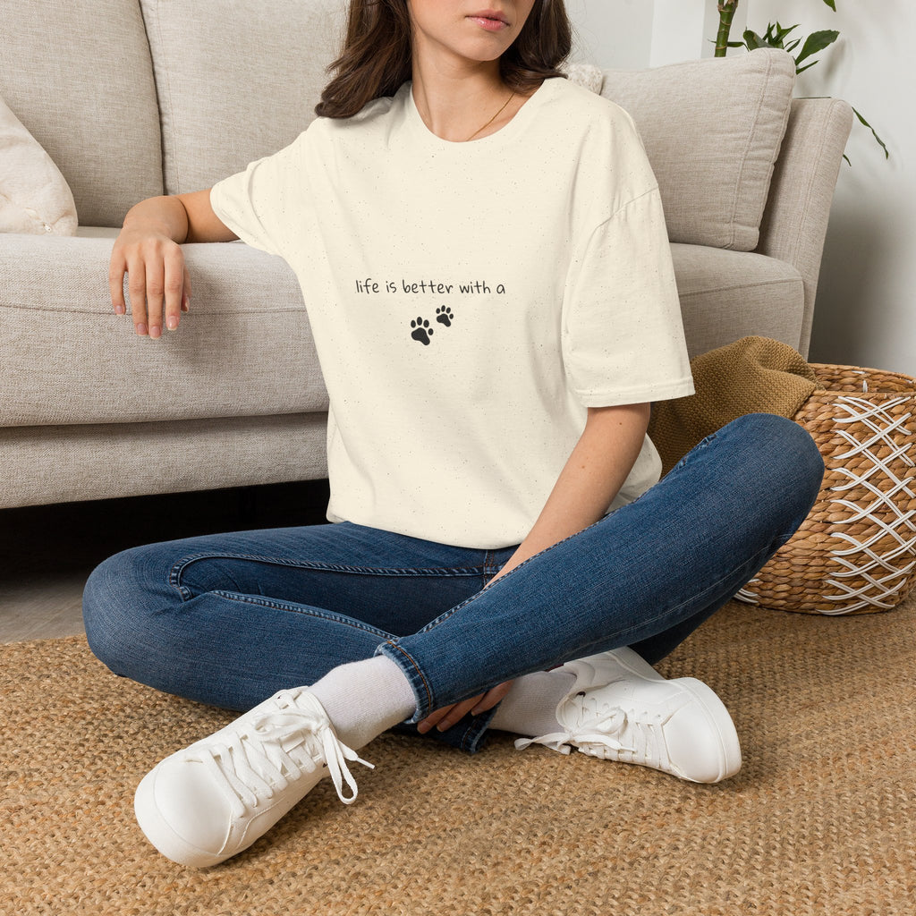 Pet Lover T‑Shirt — "Life Is Better With a" Paw Print Tee