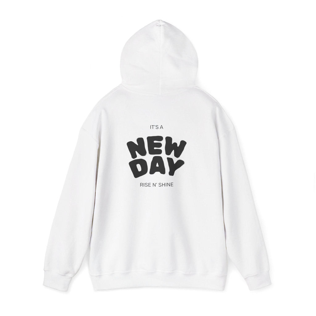 New Day Hoodie — "I'm Happy" Minimal Positive Graphic Sweatshirt.