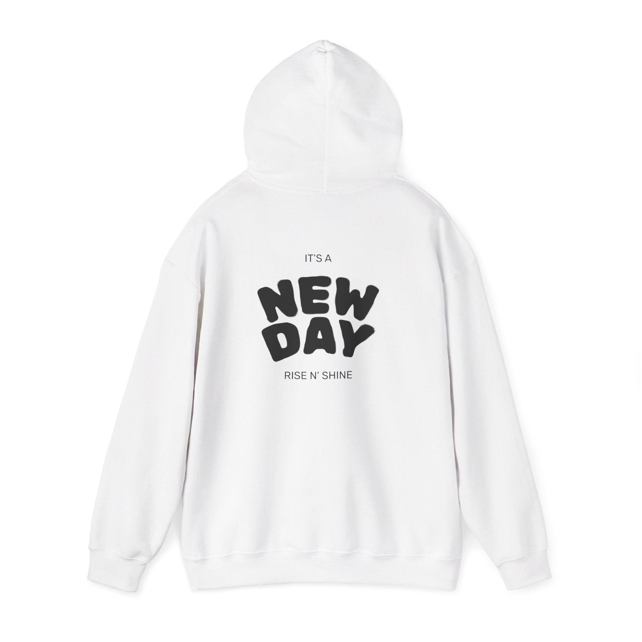 New Day Hoodie — "I'm Happy" Minimal Positive Graphic Sweatshirt.