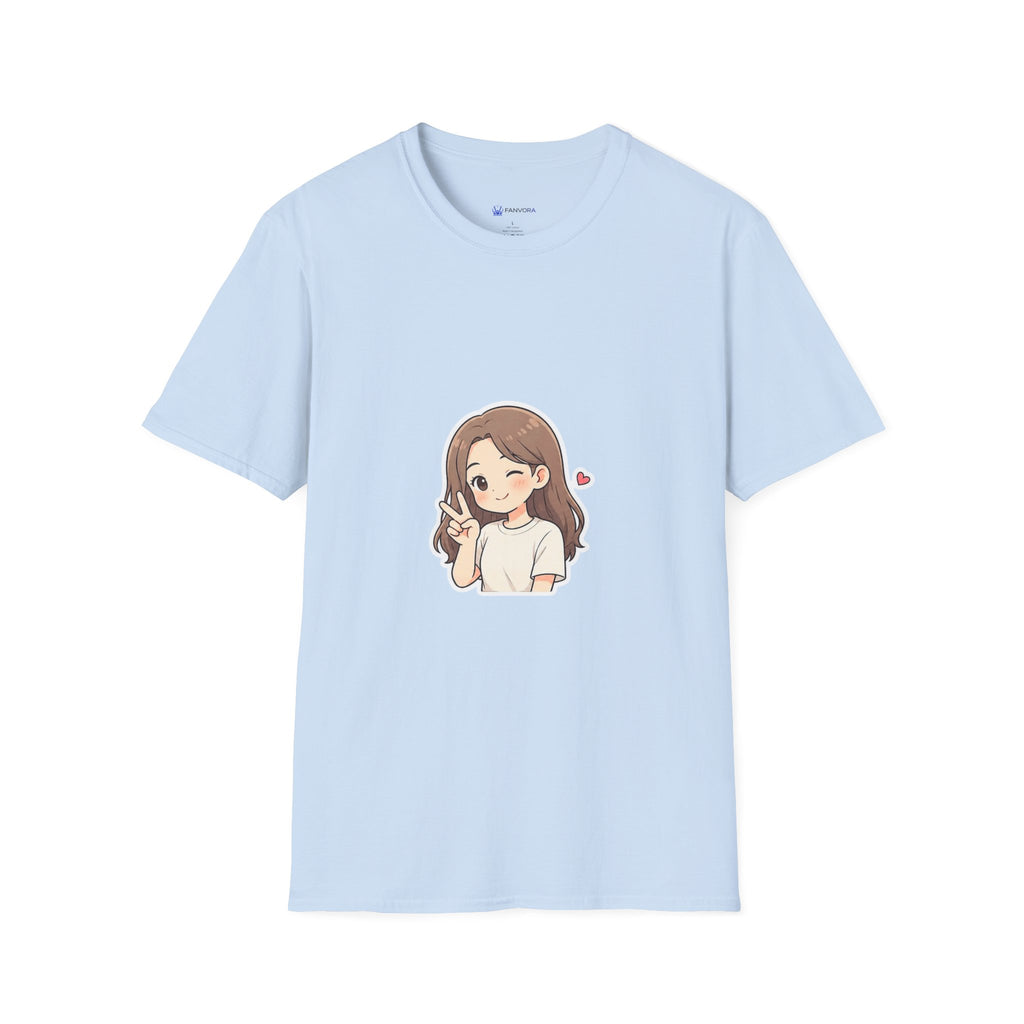 Cute Winking Girl Graphic T-Shirt – Kawaii Heart Tee