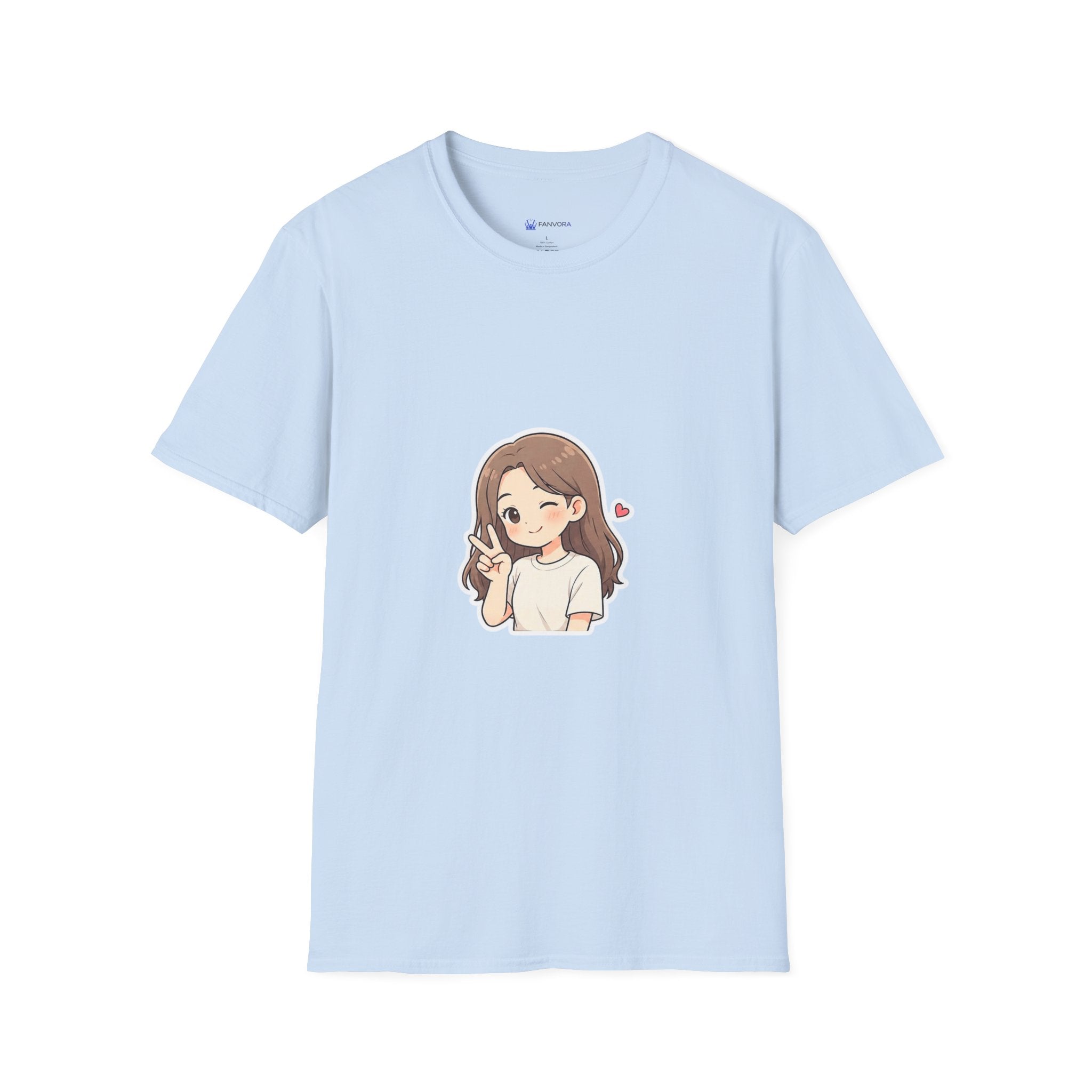 Cute Winking Girl Graphic T-Shirt – Kawaii Heart Tee