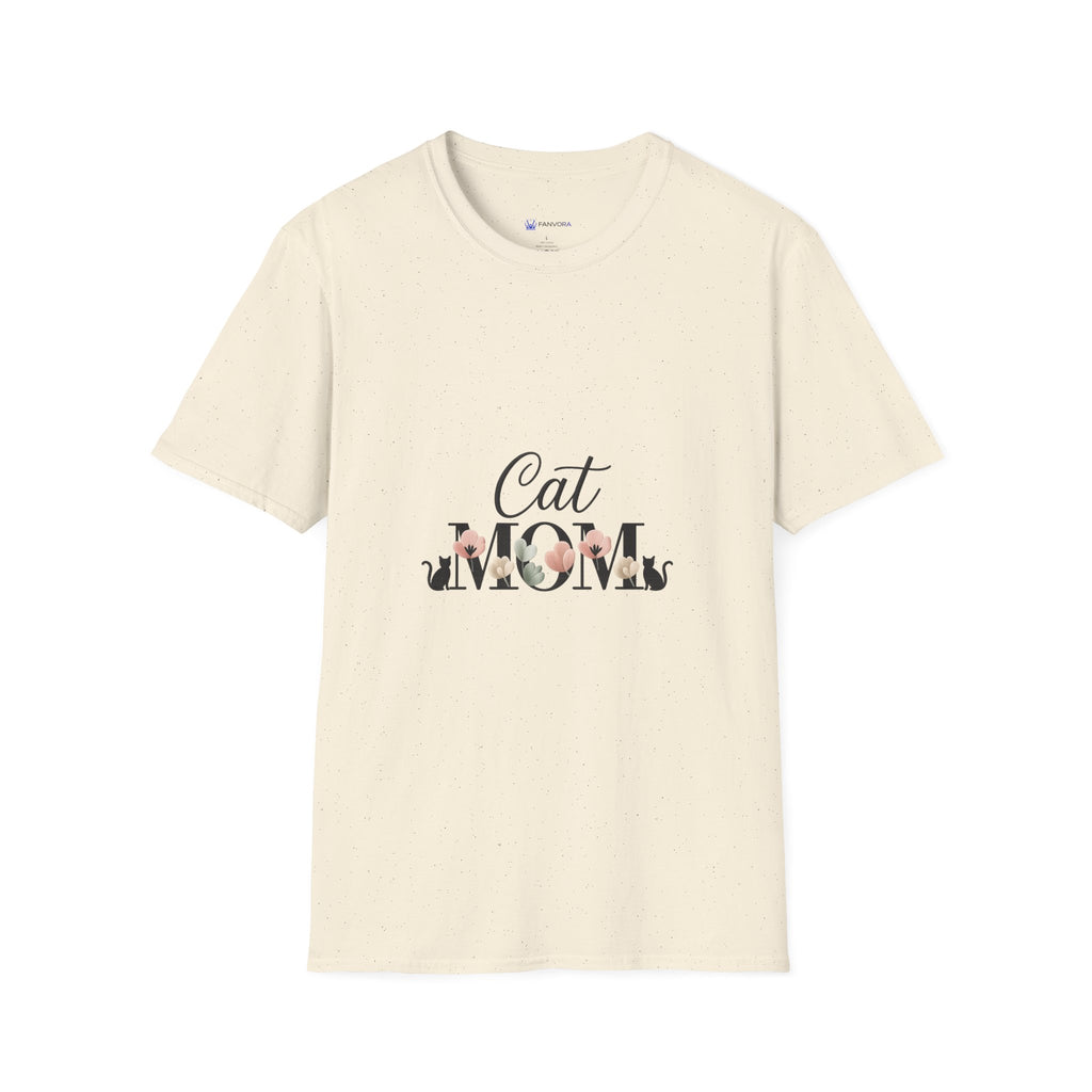 Cat Mom T-Shirt – Floral Script Cat Mom Tee, Cute Casual Gift for Cat Lovers