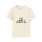 Cat Mom T-Shirt – Floral Script Cat Mom Tee, Cute Casual Gift for Cat Lovers