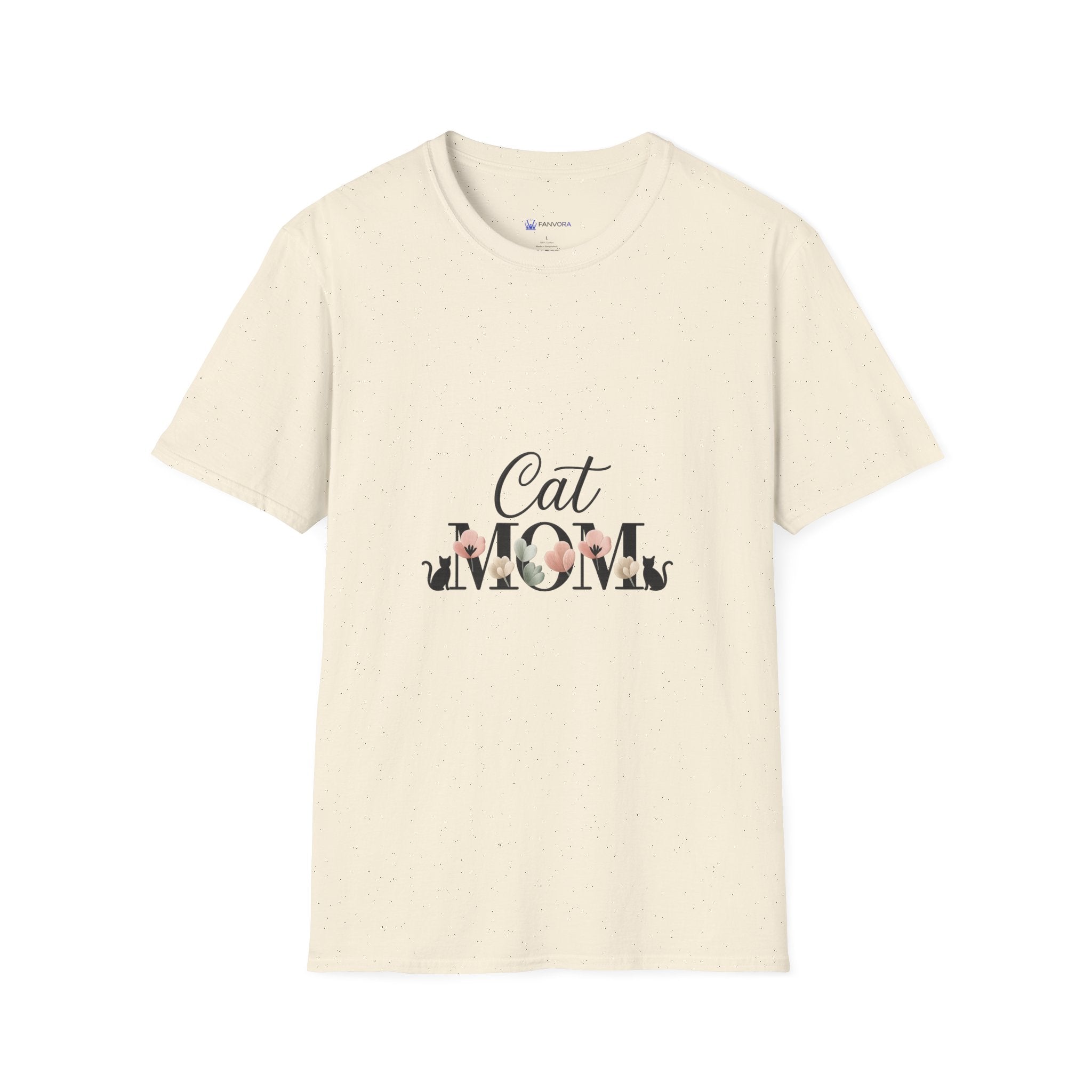 Cat Mom T-Shirt – Floral Script Cat Mom Tee, Cute Casual Gift for Cat Lovers