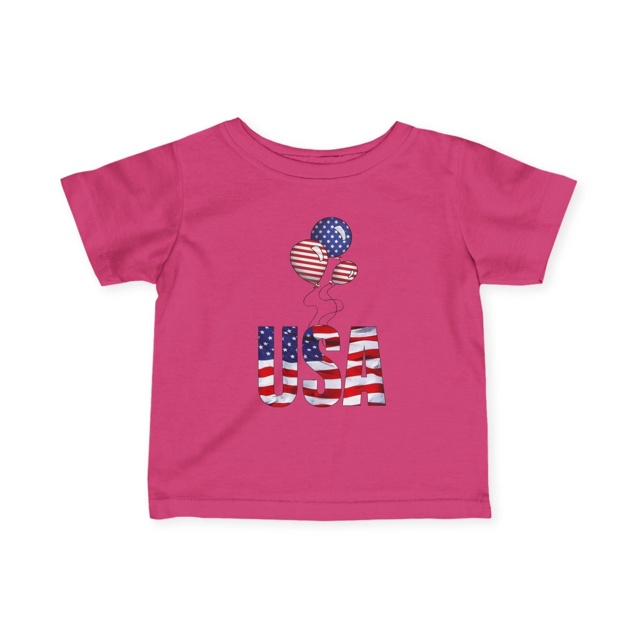 Infant Tee - USA Flag Balloons Graphic (Patriotic 4th of July Baby Shirt).