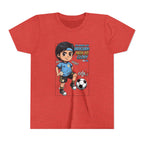 Youth Soccer Tee – Cute Cartoon Player "Ready to Score" Kids Jersey