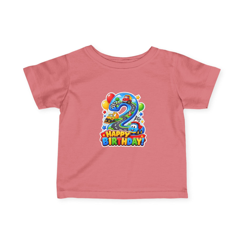 Toddler 2nd Birthday Tee – Colorful Balloon & Race Car "Happy Birthday" Shirt