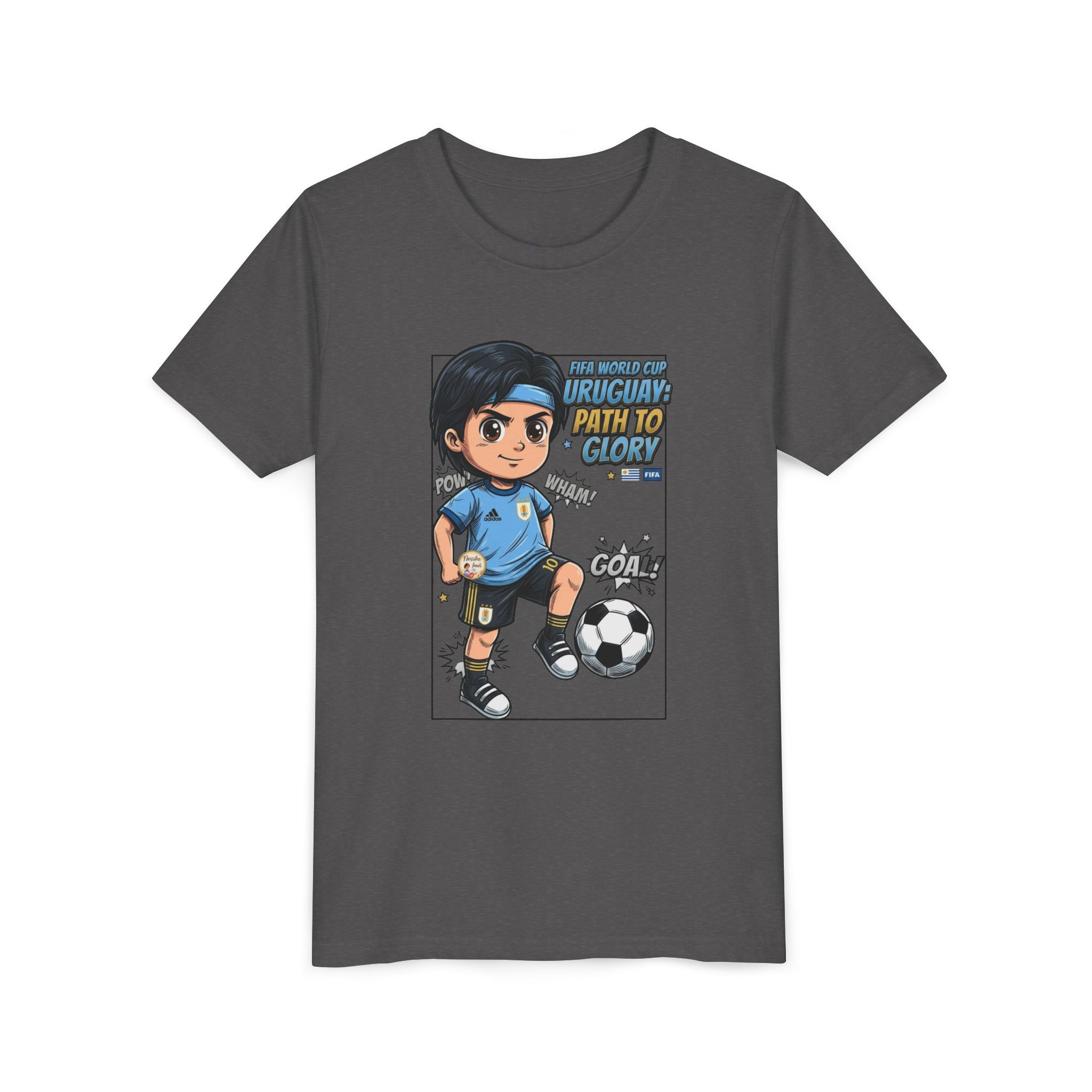 Youth Soccer Tee – Cute Cartoon Player "Ready to Score" Kids Jersey