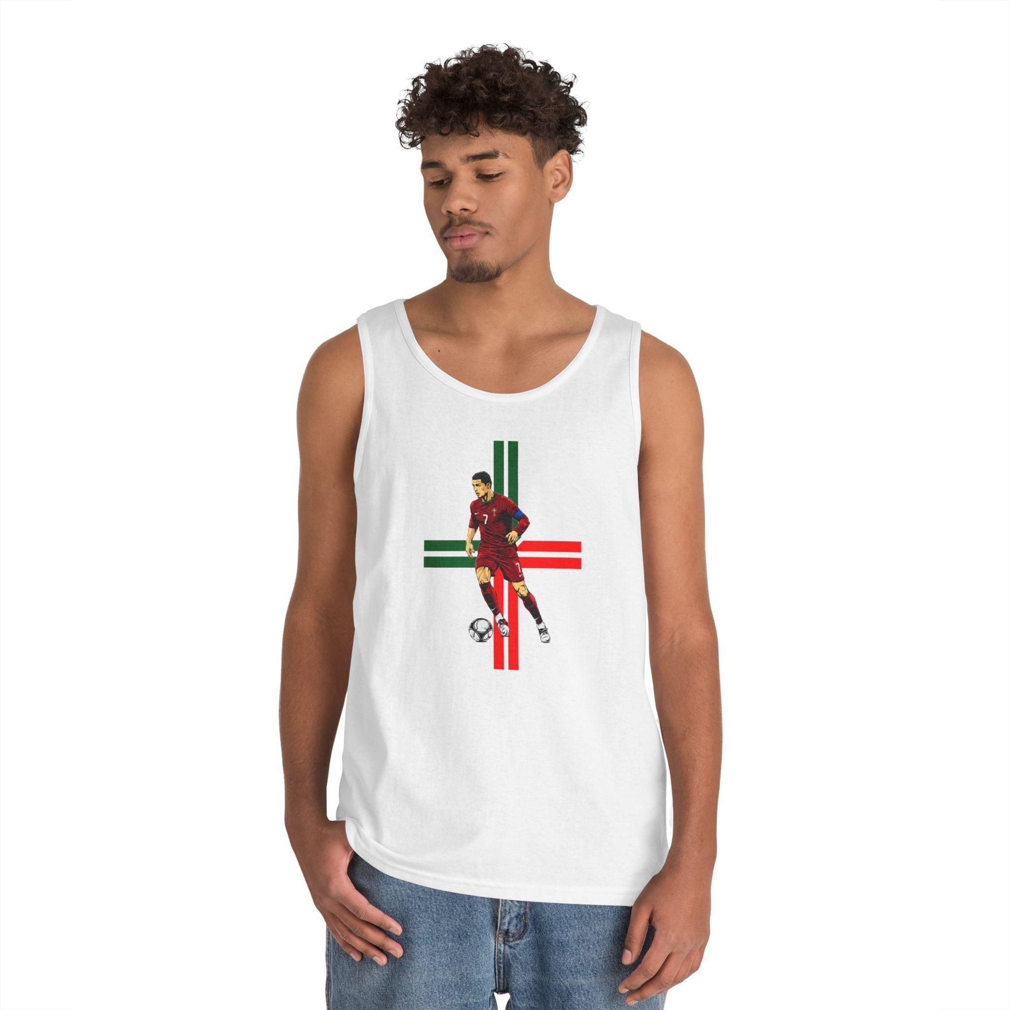 Soccer Player Graphic Tank Top — Vintage Italy Flag Soccer Vibes.