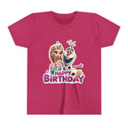 Kids' Birthday Tee - Cute Princess and Snowman "Happy Birthday" Graphic