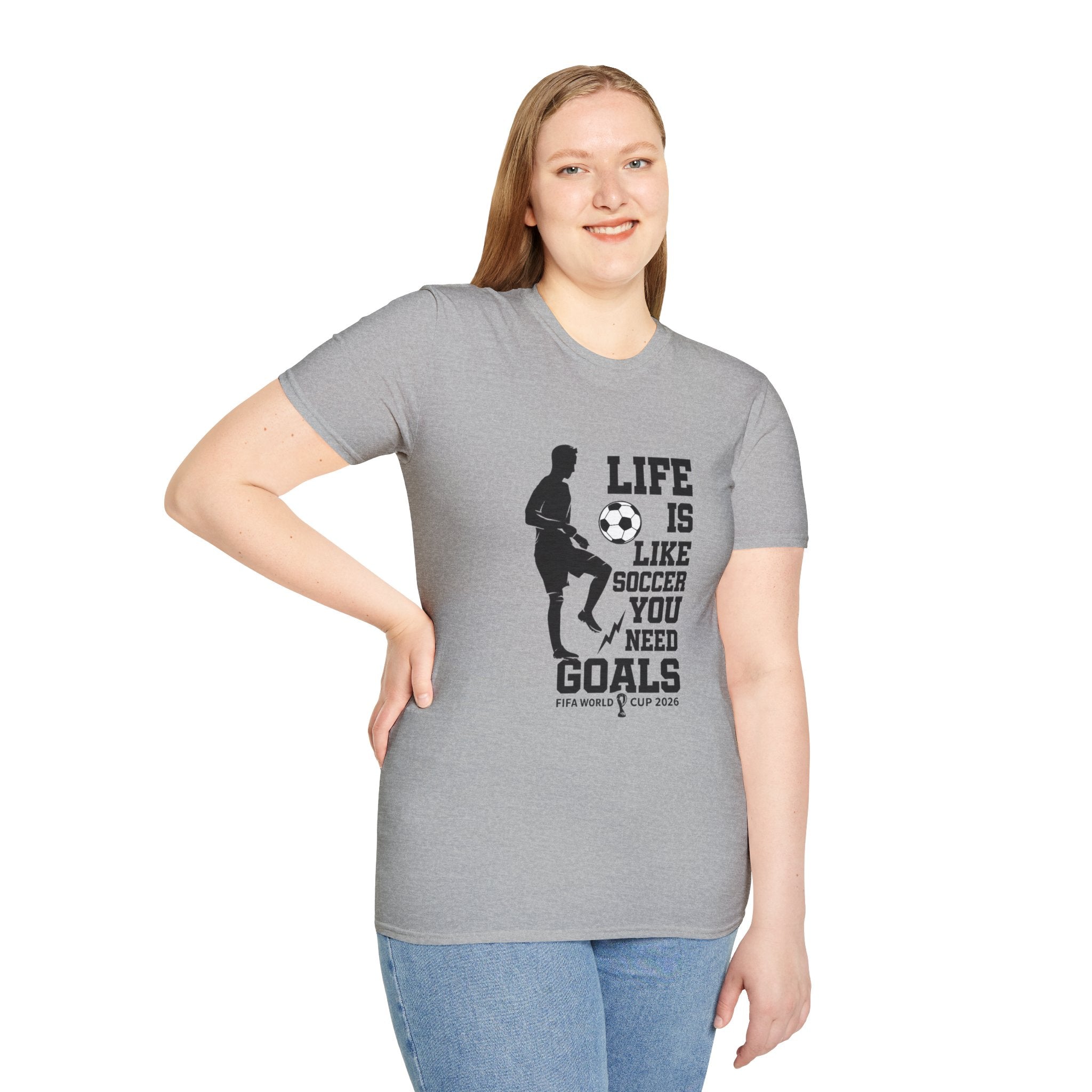 Soccer T-Shirt — "Life Is Like Soccer, You Need Goals" Athletic Tee