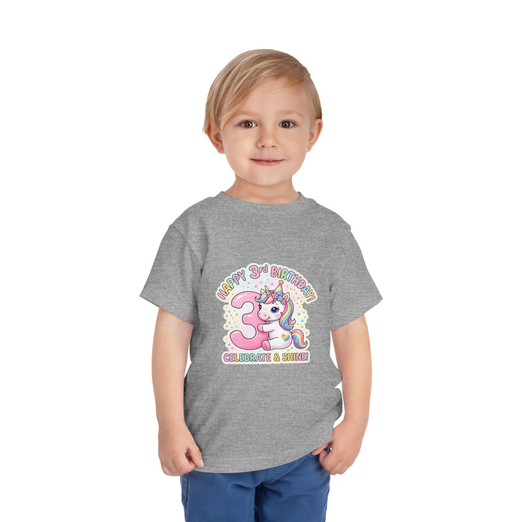 Toddler Unicorn 3rd Birthday Tee — "Happy 3rd Birthday!" Celebrate & Sparkle