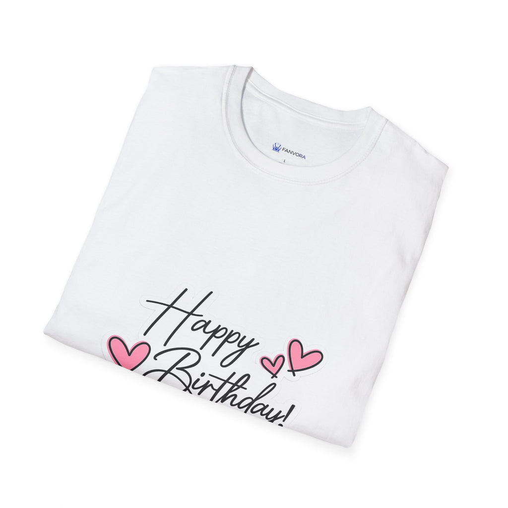 Birthday T-Shirt — "Happy Birthday" Heart Graphic