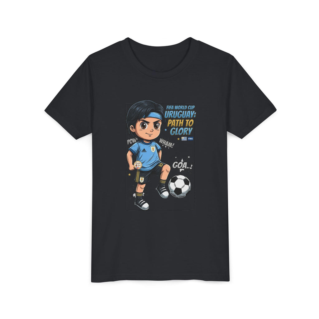 Youth Soccer Tee – Cute Cartoon Player "Ready to Score" Kids Jersey