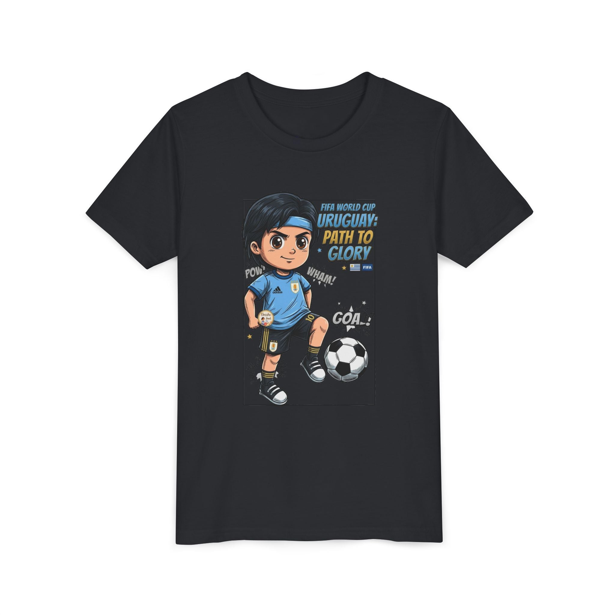 Youth Soccer Tee – Cute Cartoon Player "Ready to Score" Kids Jersey