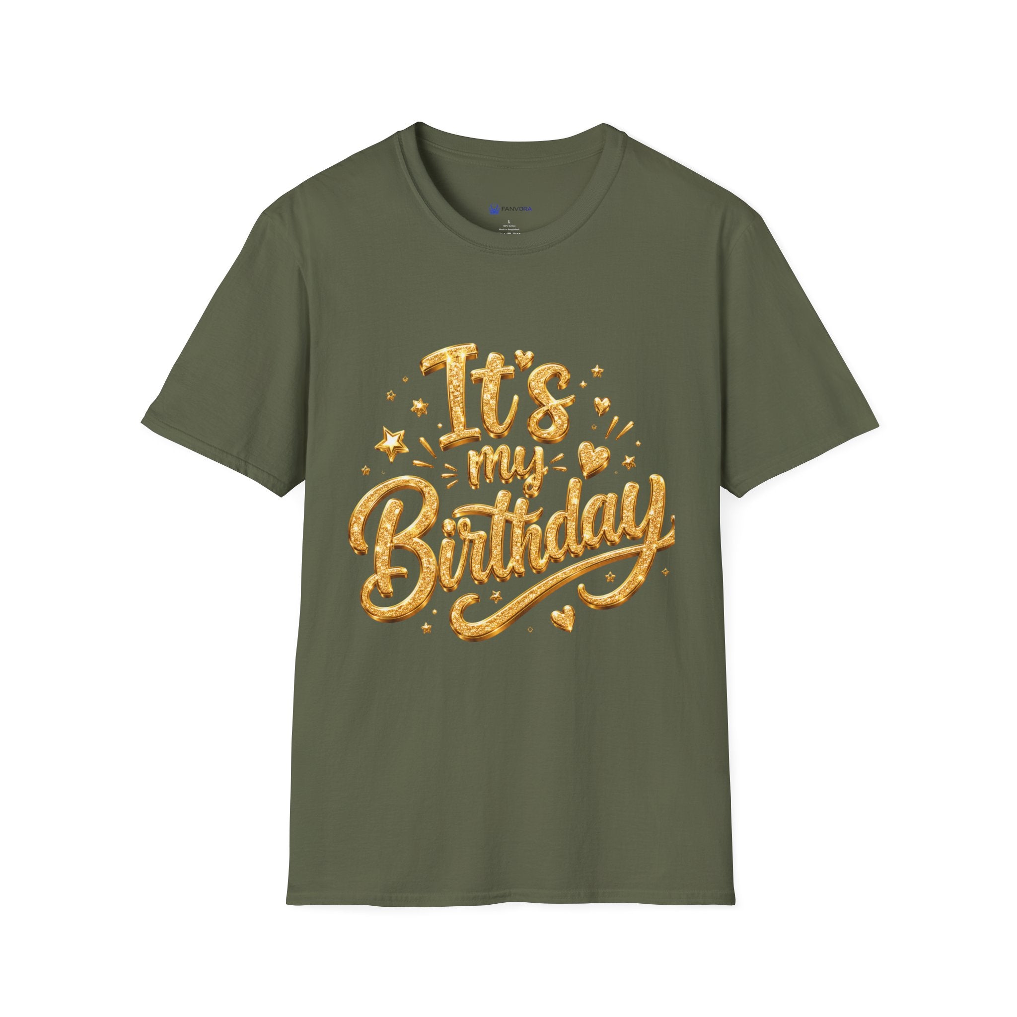 Birthday T-Shirt — "It's My Birthday" Gold Glitter Script Party Tee