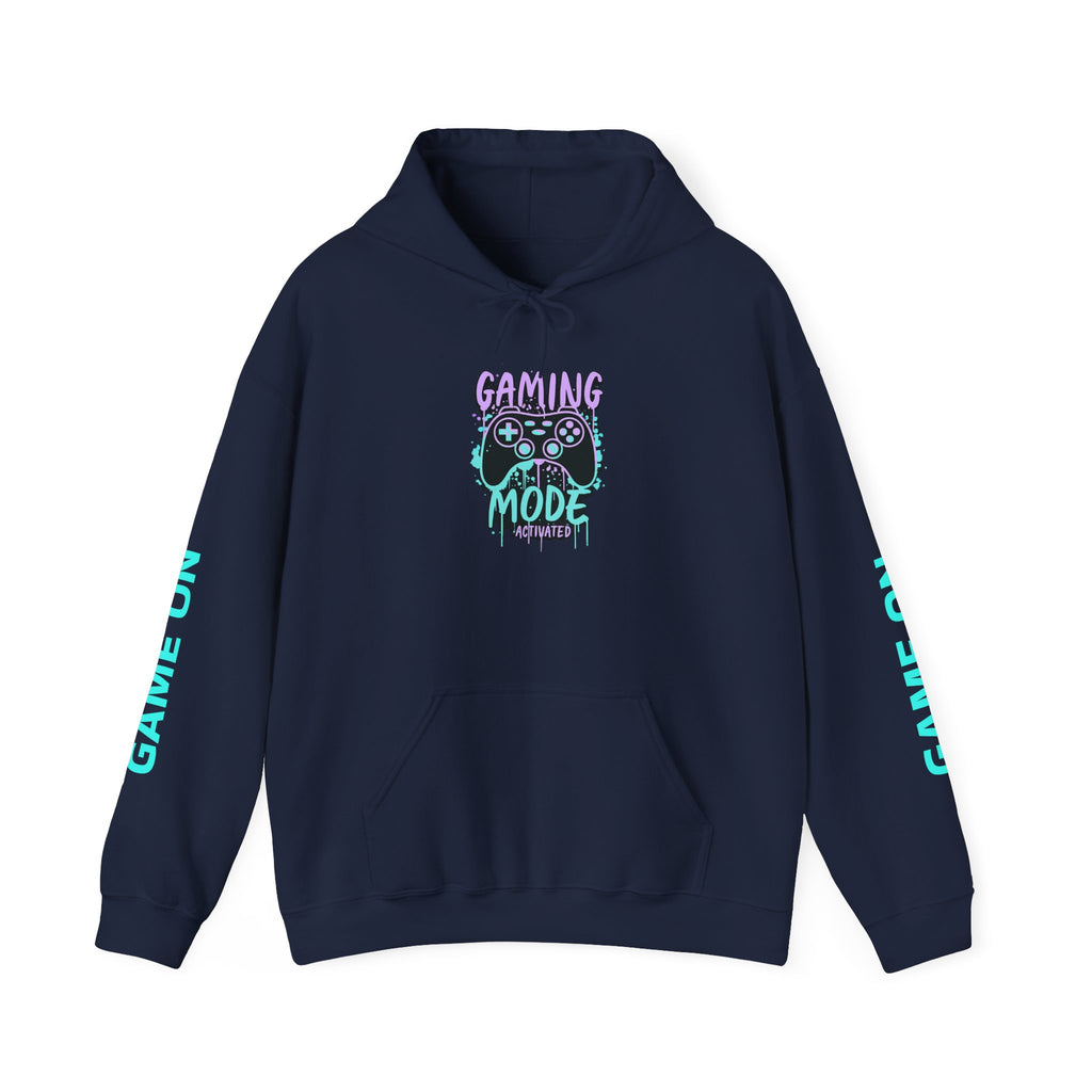 Gaming Mode Hoodie — "Gaming Mode" Graphic Pullover with Sleeve "Game On" Text