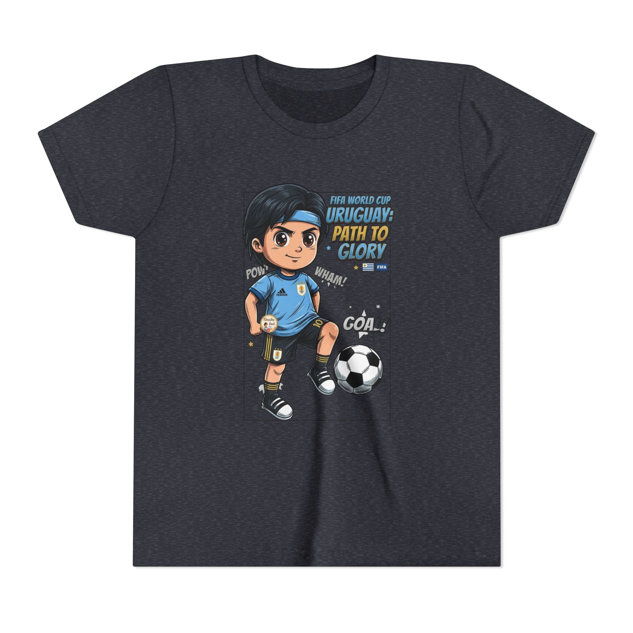 Youth Soccer Tee – Cute Cartoon Player "Ready to Score" Kids Jersey