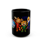 Kids Sports Mascot Black Mug — Personalized Name Option (11oz/15oz)