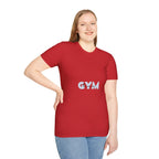 Gym Vibes T‑Shirt — Minimal Light Blue 'GYM' Graphic Tee