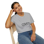 Gym Logo T‑Shirt — Minimal Fitness Tee with Barbell 'Gym' Design